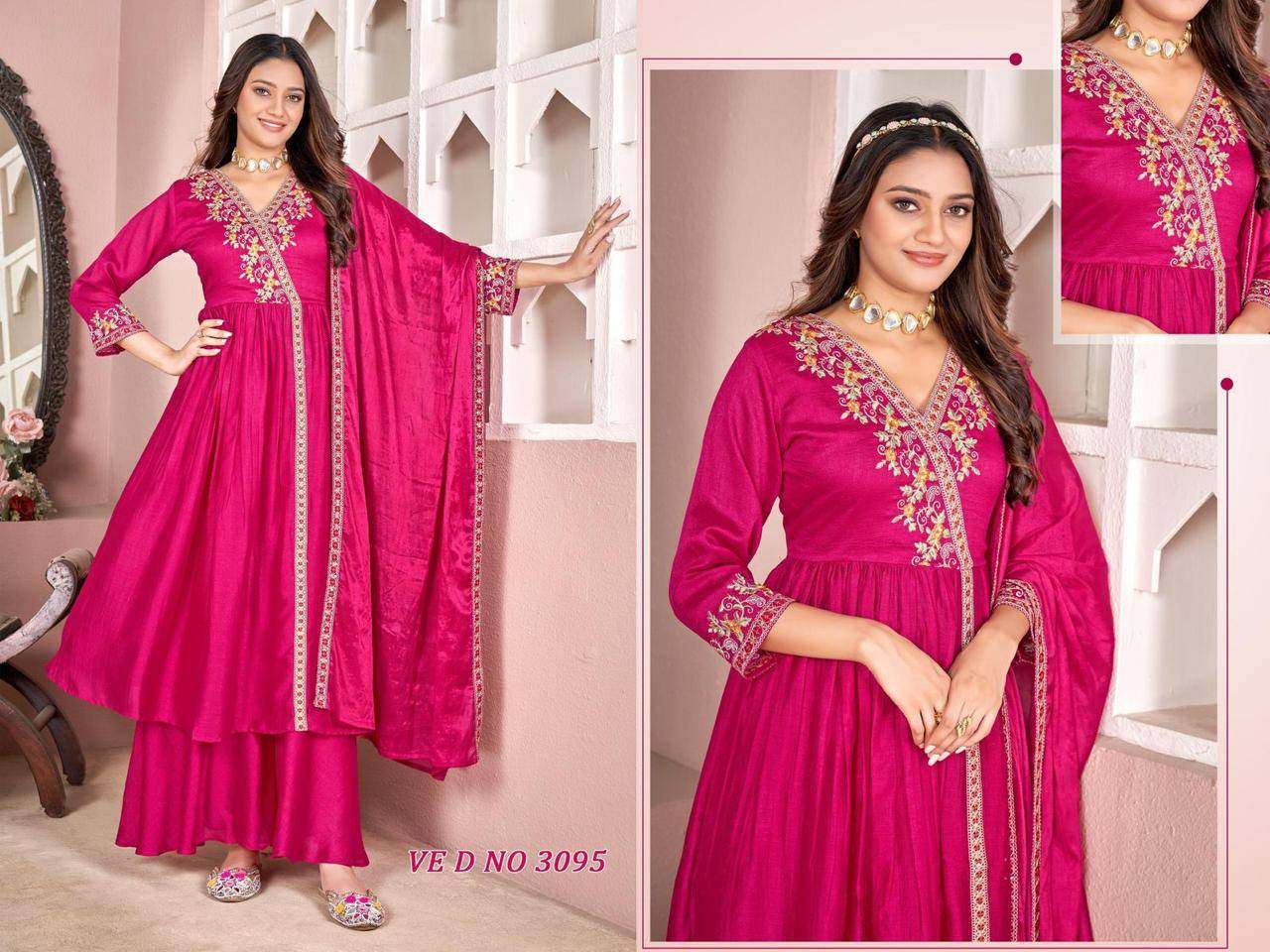 Suchitra Vol 2 By Fashid 3094 to 3096 Designer Festive Suits Beautiful Fancy Stylish Colorful Party Wear & Occasional Wear Vichitra Dress At Wholesale Price